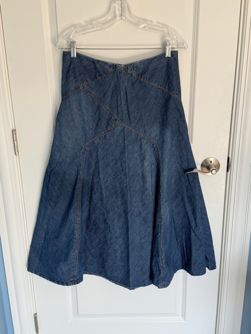 Lauren Ralph Lauren Dark Blue A-Line Denim Midi Skirt Size 8 39535 - Picture 2 of 12